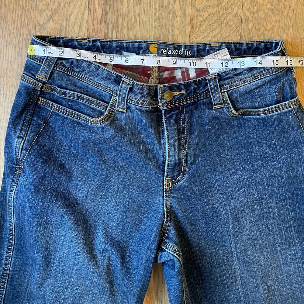 Womens Carhartt Relaxed Fit Flannel Lined Jeans Size 12 Regular - Picture 3 of 6
